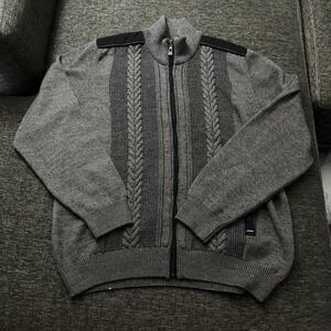 Impulso‎ Sweater Mens Large Full Zip Cable Knit Wool Blend Made Italy Pockets